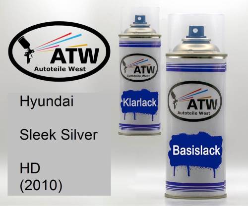 Hyundai, Sleek Silver, HD (2010): 400ml Sprühdose + 400ml Klarlack - Set, von ATW Autoteile West.